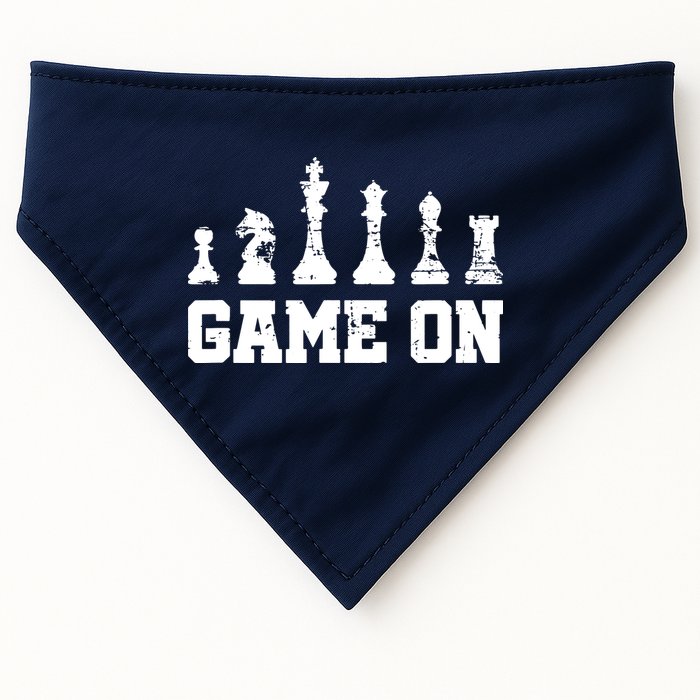 Chess Themed Chess Players With Chess Pieces Game On USA-Made Doggie Bandana
