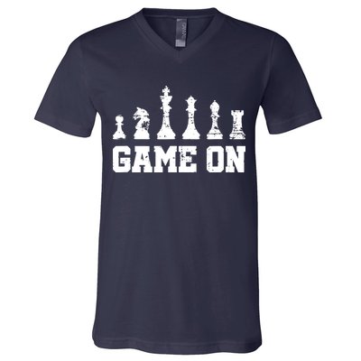 Chess Themed Chess Players With Chess Pieces Game On V-Neck T-Shirt