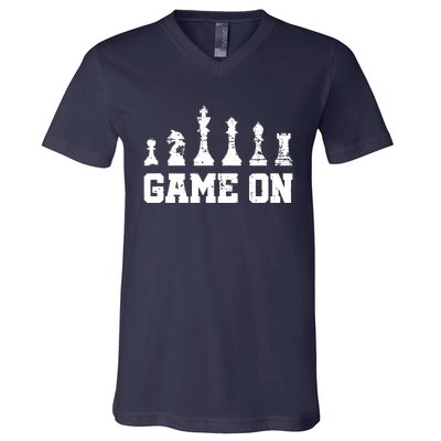 Chess Themed Chess Players With Chess Pieces Game On V-Neck T-Shirt