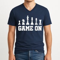 Chess Themed Chess Players With Chess Pieces Game On V-Neck T-Shirt
