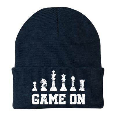 Chess Themed Chess Players With Chess Pieces Game On Knit Cap Winter Beanie