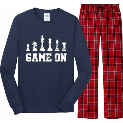 Chess Themed Chess Players With Chess Pieces Game On Long Sleeve Pajama Set