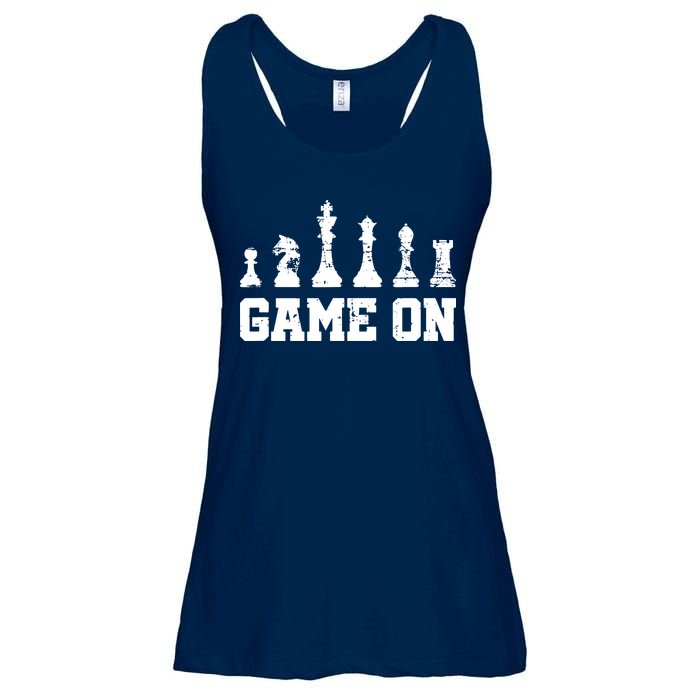 Chess Themed Chess Players With Chess Pieces Game On Ladies Essential Flowy Tank
