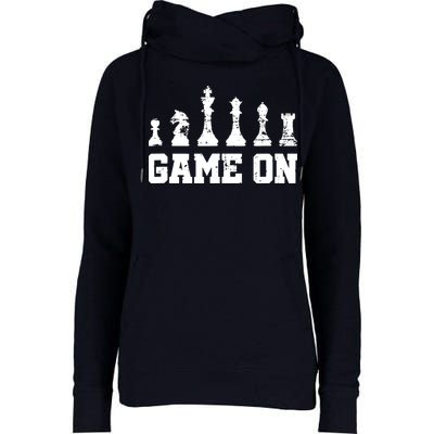Chess Themed Chess Players With Chess Pieces Game On Womens Funnel Neck Pullover Hood