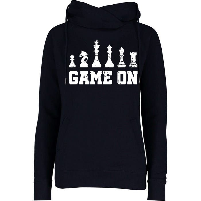 Chess Themed Chess Players With Chess Pieces Game On Womens Funnel Neck Pullover Hood