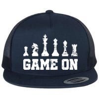 Chess Themed Chess Players With Chess Pieces Game On Flat Bill Trucker Hat