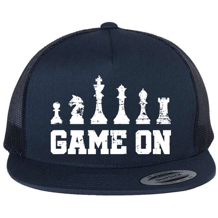Chess Themed Chess Players With Chess Pieces Game On Flat Bill Trucker Hat
