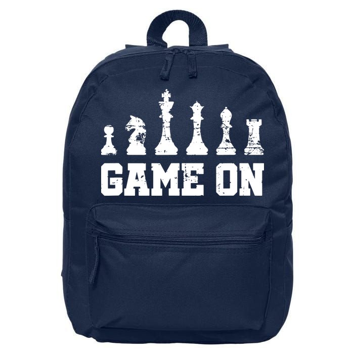 Chess Themed Chess Players With Chess Pieces Game On 16 in Basic Backpack