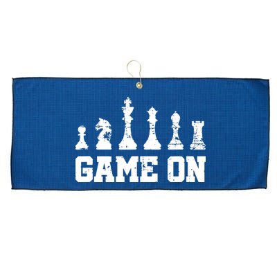 Chess Themed Chess Players With Chess Pieces Game On Large Microfiber Waffle Golf Towel