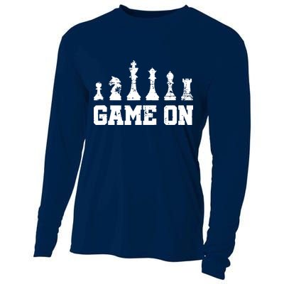 Chess Themed Chess Players With Chess Pieces Game On Cooling Performance Long Sleeve Crew