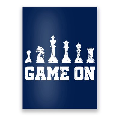 Chess Themed Chess Players With Chess Pieces Game On Poster