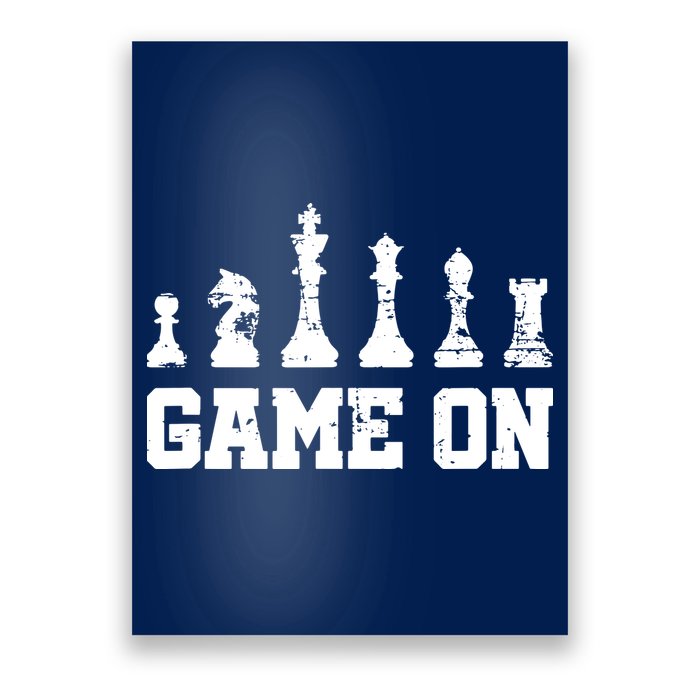 Chess Themed Chess Players With Chess Pieces Game On Poster