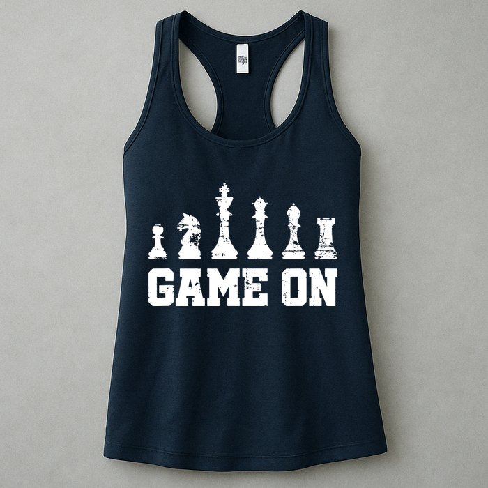 Chess Themed Chess Players With Chess Pieces Game On Womens Tank Top