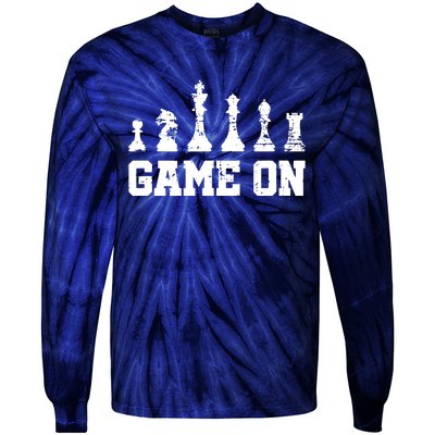 Chess Themed Chess Players With Chess Pieces Game On Tie-Dye Long Sleeve Shirt