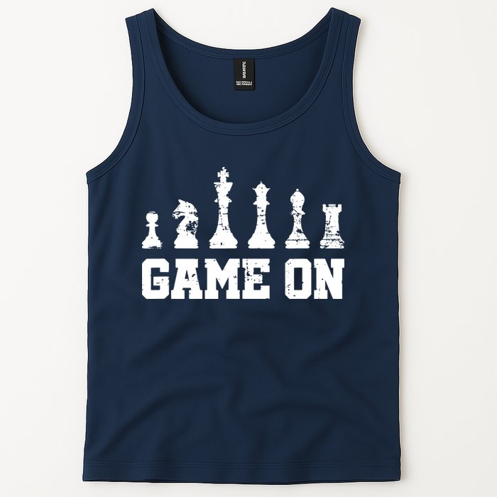 Chess Themed Chess Players With Chess Pieces Game On Tank Top