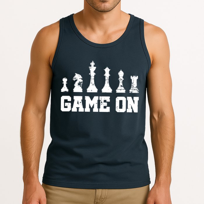 Chess Themed Chess Players With Chess Pieces Game On Tank Top