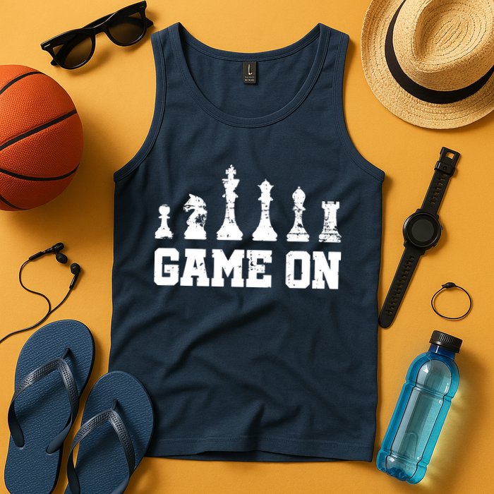 Chess Themed Chess Players With Chess Pieces Game On Tank Top