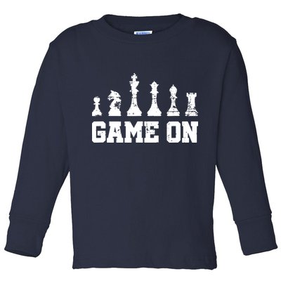 Chess Themed Chess Players With Chess Pieces Game On Toddler Long Sleeve Shirt