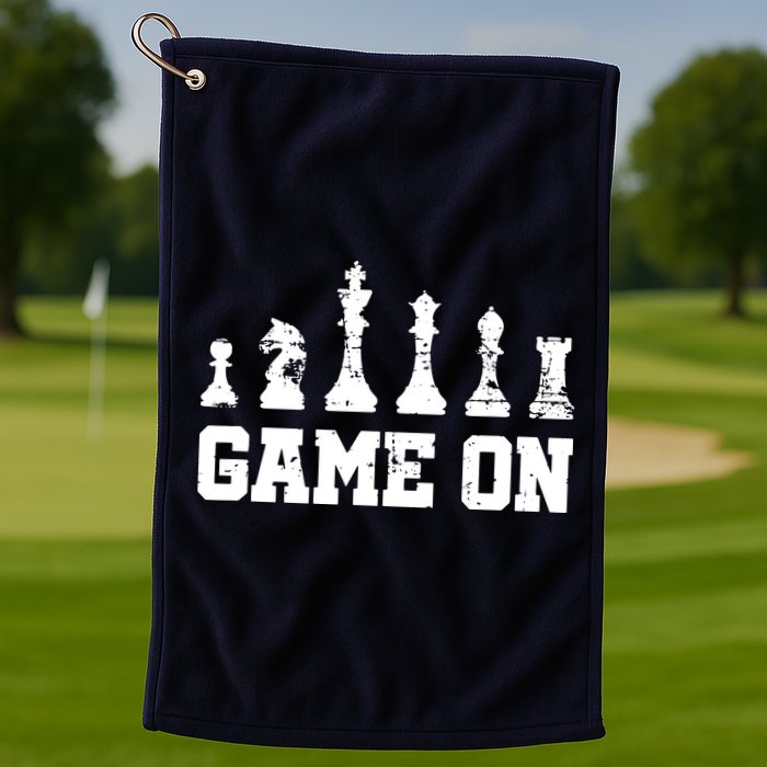 Chess Themed Chess Players With Chess Pieces Game On Golf Towel