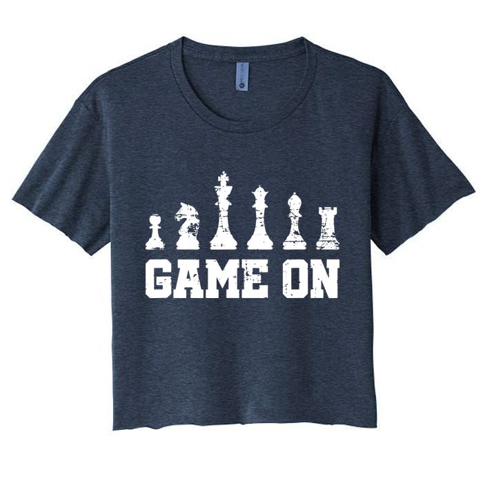 Chess Themed Chess Players With Chess Pieces Game On Crop Top