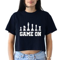 Chess Themed Chess Players With Chess Pieces Game On Crop Top