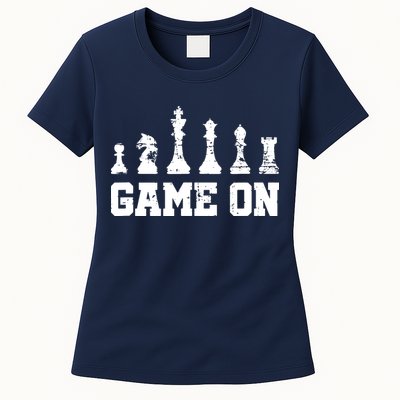 Chess Themed Chess Players With Chess Pieces Game On Womens T-Shirt
