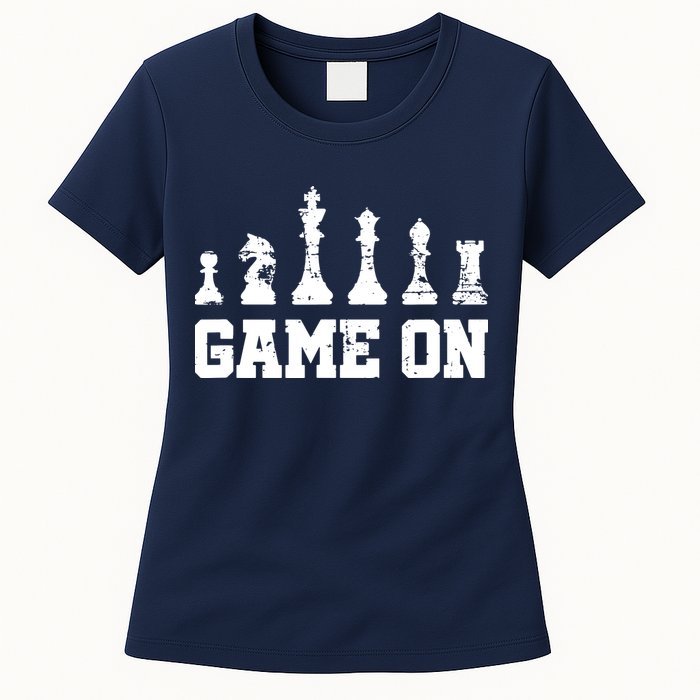 Chess Themed Chess Players With Chess Pieces Game On Womens T-Shirt