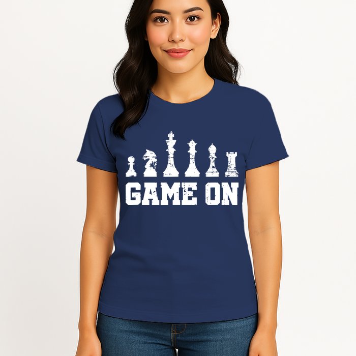 Chess Themed Chess Players With Chess Pieces Game On Womens T-Shirt