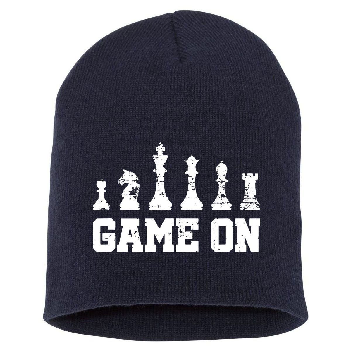 Chess Themed Chess Players With Chess Pieces Game On Short Acrylic Beanie