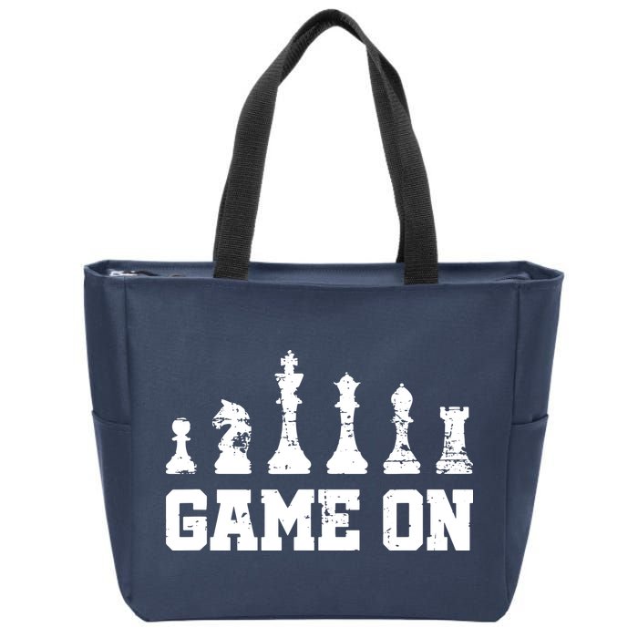 Chess Themed Chess Players With Chess Pieces Game On Zip Tote Bag