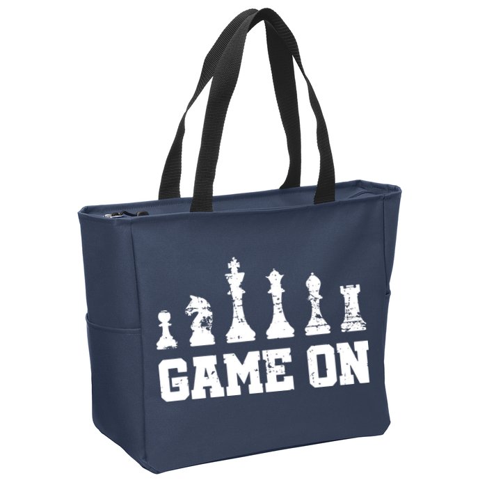 Chess Themed Chess Players With Chess Pieces Game On Zip Tote Bag
