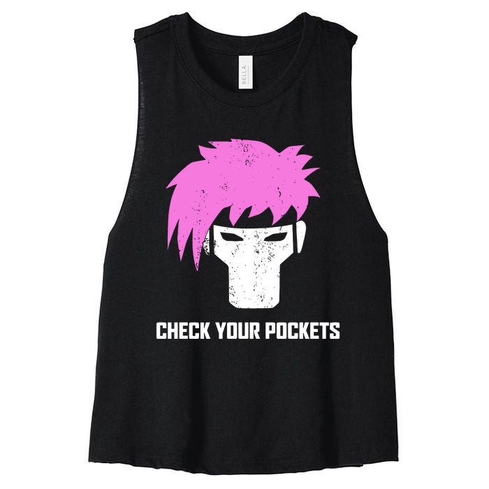 Channing Tatum Check Your Pockets Women's Racerback Cropped Tank