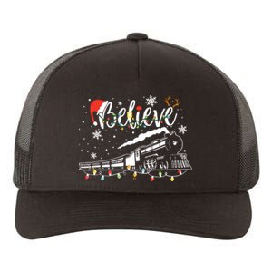 Christmas Train Christmas Believe Xmas Santa Yupoong Adult 5-Panel Trucker Hat