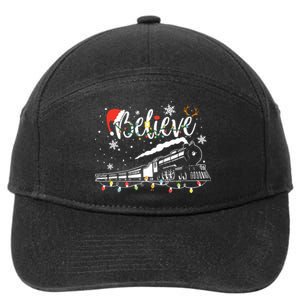 Christmas Train Christmas Believe Xmas Santa 7-Panel Snapback Hat