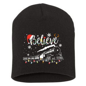 Christmas Train Christmas Believe Xmas Santa Short Acrylic Beanie