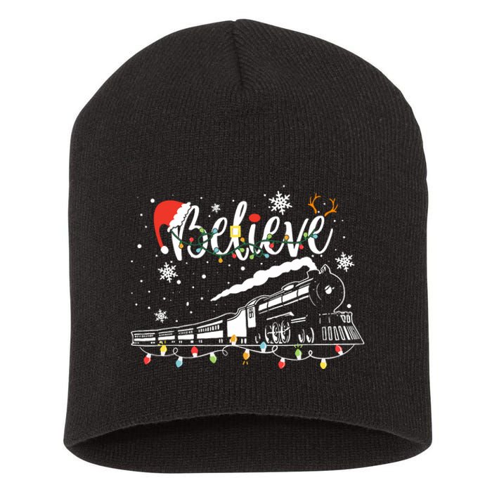 Christmas Train Christmas Believe Xmas Santa Short Acrylic Beanie