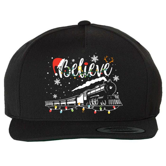 Christmas Train Christmas Believe Xmas Santa Wool Snapback Cap