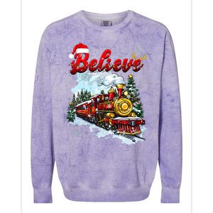 Christmas Train Christmas Believe Xmas Santa Colorblast Crewneck Sweatshirt