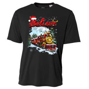 Christmas Train Christmas Believe Xmas Santa Cooling Performance Crew T-Shirt