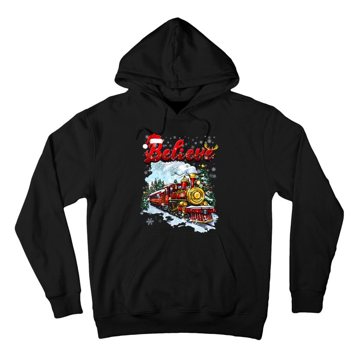 Christmas Train Christmas Believe Xmas Santa Hoodie