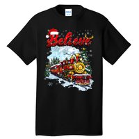 Christmas Train Christmas Believe Xmas Santa Tall T-Shirt