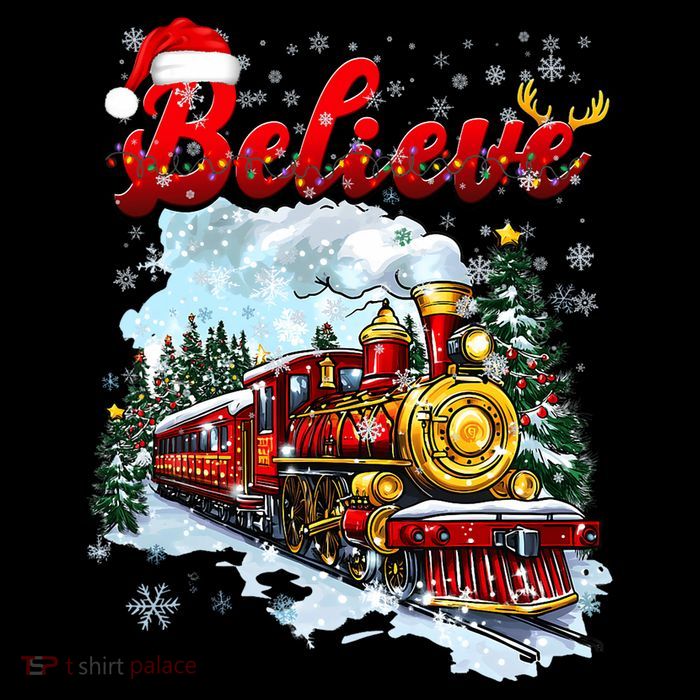 Christmas Train Christmas Believe Xmas Santa Tall T-Shirt
