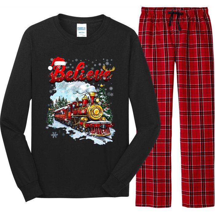 Christmas Train Christmas Believe Xmas Santa Long Sleeve Pajama Set