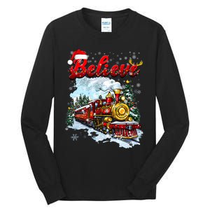 Christmas Train Christmas Believe Xmas Santa Tall Long Sleeve T-Shirt