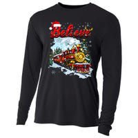 Christmas Train Christmas Believe Xmas Santa Cooling Performance Long Sleeve Crew