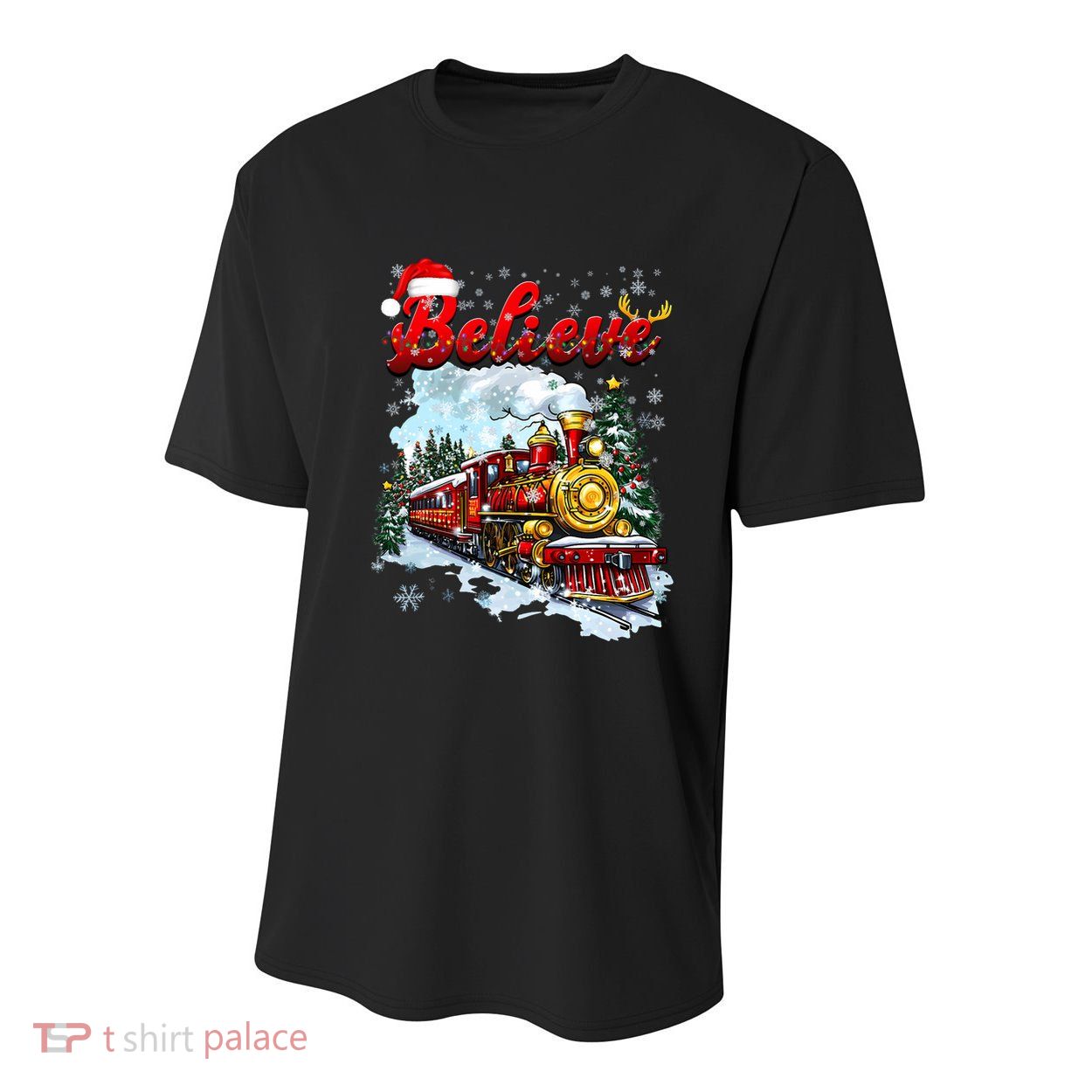 Christmas Train Christmas Believe Xmas Santa Youth Performance Sprint T-Shirt
