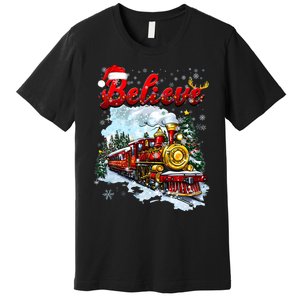 Christmas Train Christmas Believe Xmas Santa Premium T-Shirt