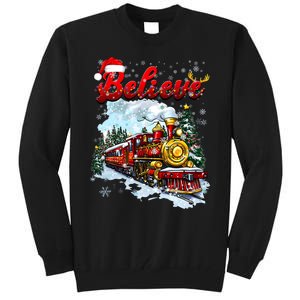 Christmas Train Christmas Believe Xmas Santa Tall Sweatshirt