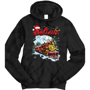 Christmas Train Christmas Believe Xmas Santa Tie Dye Hoodie