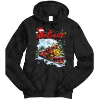 Christmas Train Christmas Believe Xmas Santa Tie Dye Hoodie